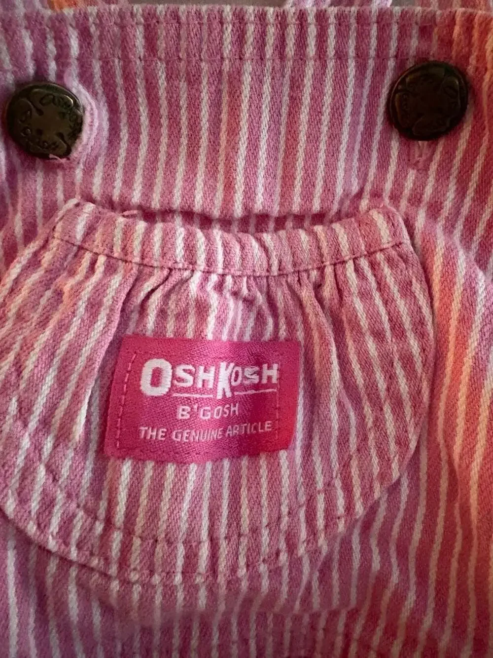 Vintage OshKosh B'gosh Pink Hickory Stripe Overalls Made in USA Size 4T